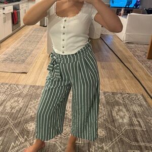 Zara | Green wide-leg striped pants